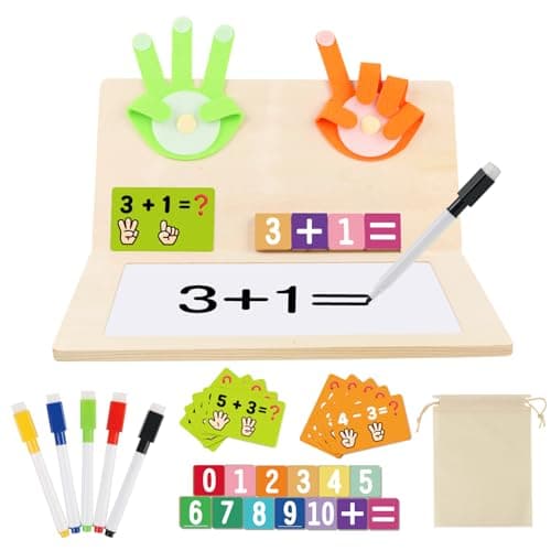 Number Blocks Toys for Kids Wooden Montessori Toys for 3 4 Years Old Boy Girl Toddler Fingers Arithmetic Educational Math Manipulatives with Whiteboard 5-7 Preschool Learning Activities Counting Game - Image 1