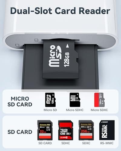 USB-C SD Card Reader, Dual Slot for SD and MicroSD, Type C Adapter Compatible with iPhone 17/16/15, iPad, Laptop, Trail Camera Viewer, Plug and Play (2 Port (USBC SD+TF)) - Thumbnail 2
