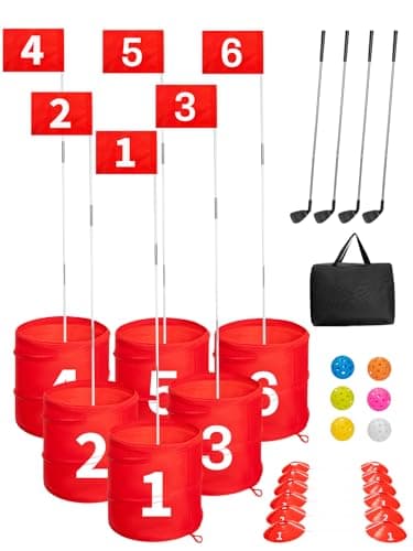 SJEhome 6 Hole Backyard Game Golf for Adults Outdoor Indoor Practice Gifts for Yard, Lawn, Park, Yard, Beach - Image 1