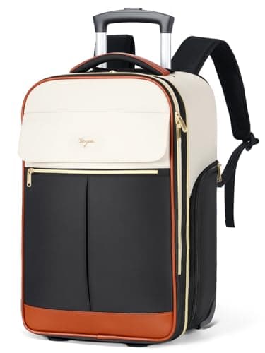 Tonyeee Rolling Backpack for Women, 22 Inch Carry on Luggage Suitcase Flight Approved, X Large Roller Travel Laptop Backpack with Wheels for Overnight Weekender Bussiness Work (Beige,XL Carry on Size) - Image 1
