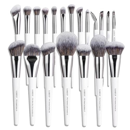 LORYP Makeup Brush Set Professional Soft Synthetic Vegan Luxury Cosmetic Brushes for Face & Eye White 20 Pcs - Image 1