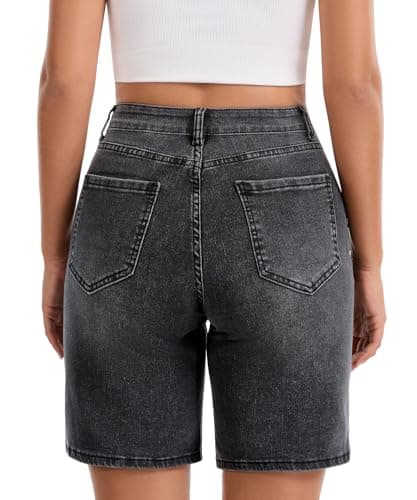 VIPONES Jean Shorts for Women Trendy Outfits High Waisted Stretchy Denim Shorts Loose Fit Dark Grey Baggy Summer Shorts for Women 2026(5840, M) - Thumbnail 5