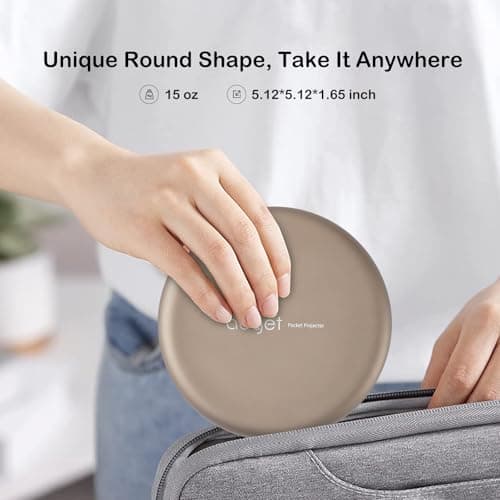 Adget iSpace2 Smart Mini Projector, 1080P Portable Projector with WiFi and Bluetooth, 360° Bluetooth Speaker, Tripod Included, Android 9.0 Rechargeable Pocket Projector for Outdoors Indoor Use(Greige) - Thumbnail 3