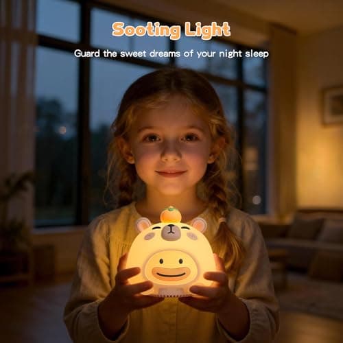 Baby Sound Machine, 20 Soothing Sounds White Nosie for Sleeping, Rechargeable Night Light with Speaker, 3 Brightness Levels Remote and Tap Control, Nursey Lamp for Baby, Kids Bed Room (Capybala) - Thumbnail 5