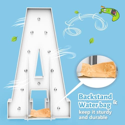 4FT Marquee Light Up Letters C,Party Decoration Large Marquee Light Up Letters with Weighted Water Bag,Pre-cut Foam Board Set Can Be Used for Birthdays,Weddings,Baby Anniversaries - Thumbnail 4