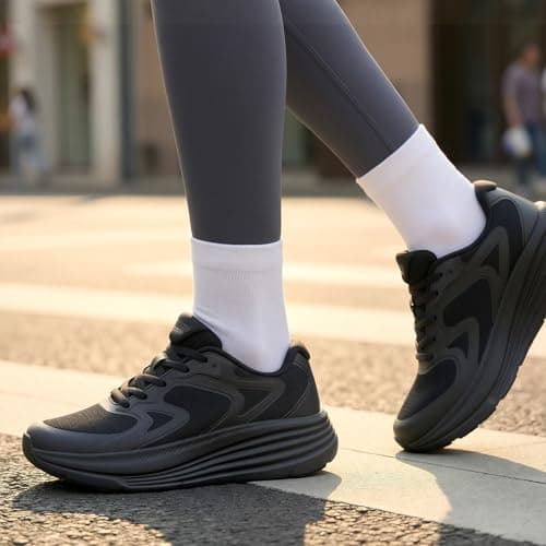 ALEADER Womens Walking Shoes, Non Slip Work Shoes, Tennis Running Shoes for Women Zapatos para Mujer All Black Size 8.5 - Thumbnail 2