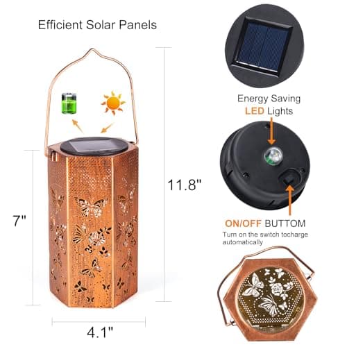 Mothers Day Gifts for Mom Grandma - Birthday Gifts for Women, 2 Pack Butterfly Solar Lanterns Outdoor Waterproof, Butterflies Solar Lights Outdoor Hanging Garden Decor for Outside - Thumbnail 5
