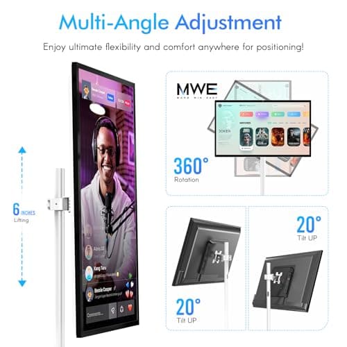 OHYEAHSPIN 43 Inch Portable TV Smart Touch, 4K Rotatable TV LCD Display with Wires plugged in use, Android OS, Touch Screen, Type-C, USB, HDMI Port, on Wheels - Thumbnail 6
