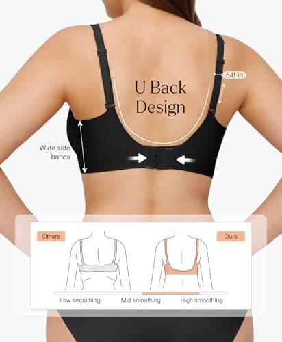 Wireless Push Up Bra Seamless Bras for Women Comfy Supportive Bralettes Deep V Comfortable Tshirt Bras No Underwire Black - Thumbnail 3