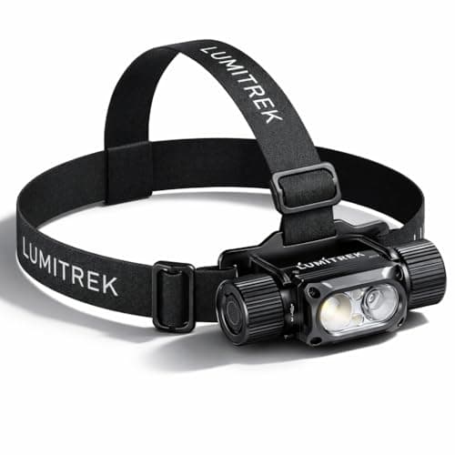 Lumitrek Orion Pro Headlamp, 1200 Lumens, IP67 Waterproof, Red & Green Light, Rechargeable Head Light for Camping & Hiking