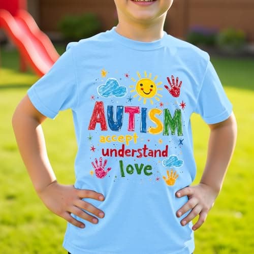 Autism Awareness Shirt Kid-Girls Autistic Month Tee Tops Autism Accept Understand Love Short Sleeve Boy Teen Toddler - Thumbnail 4