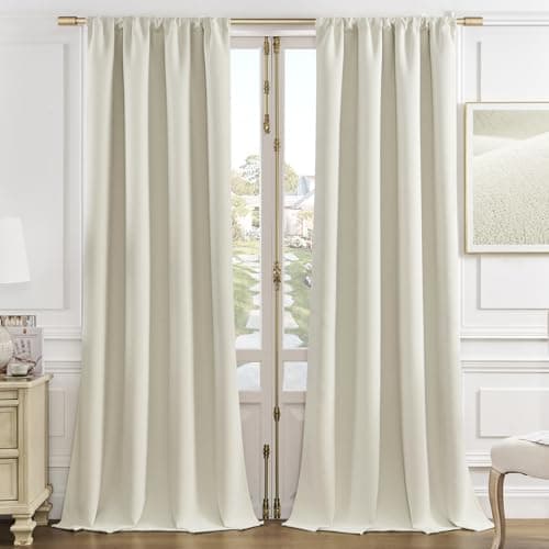 Joydeco White Velvet Curtains 84 Inches 2 Panels, Luxury Thermal Insulated Soft White Curtains for Bedroom & Living Room, Room Darkening Velvet Drapes, Rod Pocket (52W x 84L) - Image 1