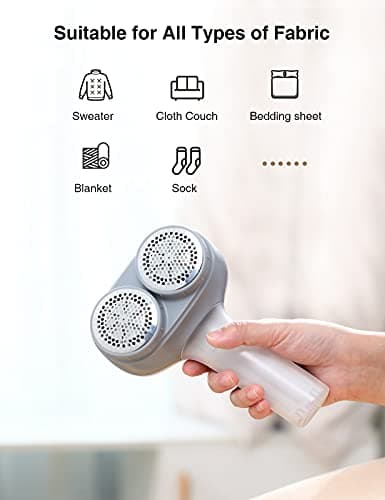 VASSON Fabric Shaver, Electric Lint Remover, Rechargeable Lint Shaver, Sweater Shavers to Remove Pilling, Large Fuzz Remover for Clothes Couch Furniture (Greyish White) - Thumbnail 5