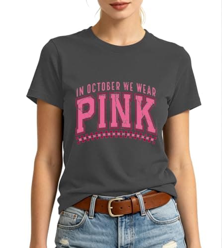 Breast Cancer Awareness Shirt Women-in October We Wear Pink T-Shirt Early Detection Save Lives Support Survivor Tee Top - Thumbnail 2