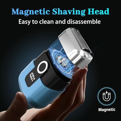 HENZILO Electric Foil Shaver for Men: Mini Electric Razor for Face/Beard - 3 Floating Blades Cordless Razor with LED Display - IPX7 Waterproof Wet Dry Shaving for Travel & Home, USB Type C - Thumbnail 4