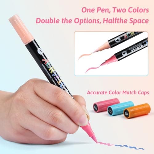 24 Colors Nail Art Markers Pens Set (12Pcs-Dual), Acrylic Nail Art Marker, 3D Dotting Liner Brush Quick-Drying Fine Tip Nail Polish Pen for DIY Home Salon, Beginners Manicure Drawing Tools - Thumbnail 3