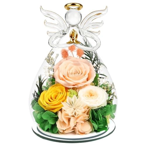 Gifts for Women Preserved Rose Forever Flower Eternal Roses in Glass Angel Figurines Fresh Flowers for Delivery Prime Mothers Day Birthday Gift for Mom Her Wife Grandma on Valentines Day Anniversary - Image 1