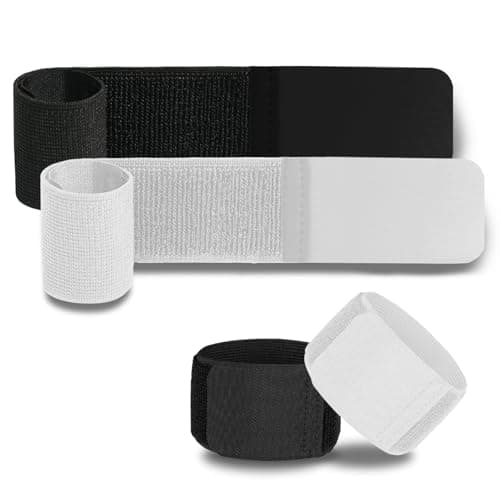 MOTSPO 4PCS Soccer Shin Guard Straps for Kids Youth Adult, Shin Pad Holders, Shinguard Stays, Lightweight & Adjustable, Black & White - Image 1