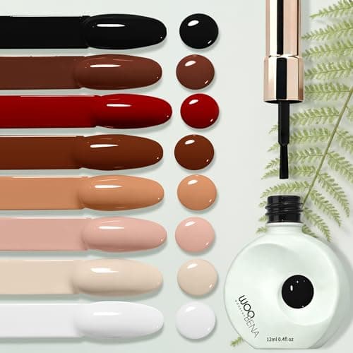 Woobena 8 Colors Gel Nail Polish Set, Nail Polish Gel UV Brown Gel Polish Kit with Long Lasting, Salon-Quality Gel Polish Colors for DIY Nail Art at Home HEMA/TPO Free - Thumbnail 4