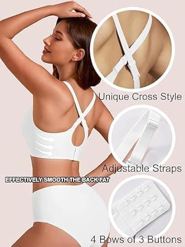 COCOMARTS Jelly Bras for Women No Underwire Push Up V Mesh Seamless Comfort Tshirt Bra Supportive Lift Bralette Everyday Bra White Small - Thumbnail 4