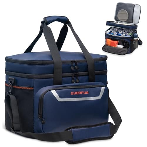 EVERFUN Large Soft Cooler Bag Insulated Cooler 48 Can Dual Compartments Collapsible Waterproof Leak-Proof for Camping Travel Beach Picnic, Navy - Image 1