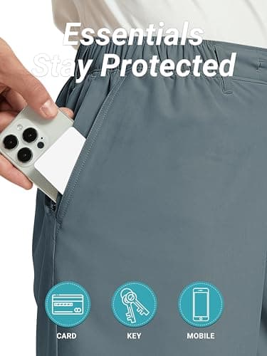 Arcweg Mens Casual Shorts 6 inch Inseam Stretch Golf Shorts Water Friendly Active Hybrid Shorts Regular Fit Slate Blue - Thumbnail 5