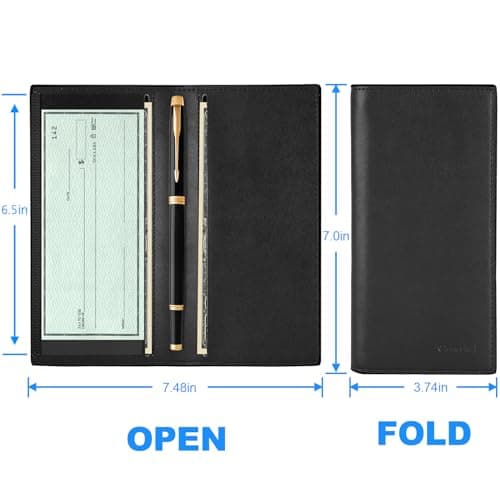 CASMONAL Premium Leather Checkbook Cover for Men and Women Checkbook Holder Wallet RFID Blocking - Thumbnail 4