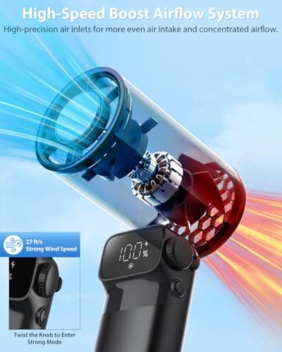 Portable Handheld Fan with Ice Cooling, Up to 13Hrs Rechargeable Personal Fan, Foldable Hand Held Pocket Mini Turbo Fans for Travel, Camping, Hiking, Beach, Office, Outdoor, Gifts for Women, Men - Thumbnail 5
