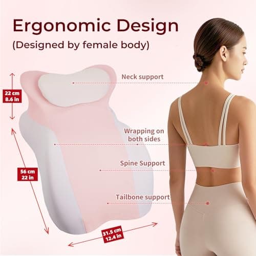 Adult Memory Foam Ergonomic Wedge Prone Pillow, Bed Pillow for Sitting Up, Back, Neck, and Leg Pain Relief, Anti Snoring, Ideal for Massage, Reading, Sleeping, with Removable Washable Cover, Pink - Thumbnail 5