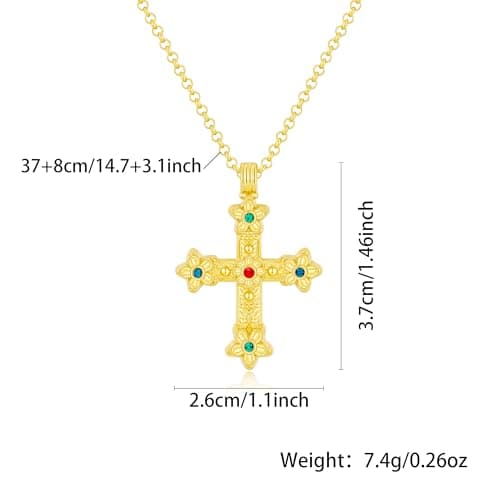 GZQ Chunky Gold Cross Necklaces for Women Big Cross Pendant Necklace Statement Long Chain Prayer Religious Jewelry (B) - Thumbnail 3