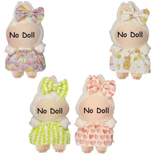 17cm Doll Clothes 4 Set Dress- 6.7 Inches Cute Dress, Suitable for 17cm Plush Dolls, Dress-Up Accessories (Doll Not Included)-Style 1 - Image 1