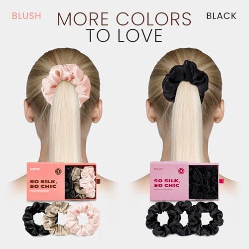 Wycare 100% Silk Scrunchies - Mulberry Silk Hair Ties (Set of 3 Nude) - Thumbnail 5