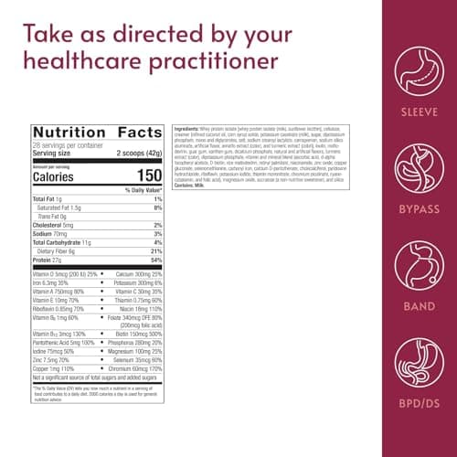 Bariatric Advantage High Protein Meal Replacement Drink Mix - Protein Powder Whey Isolate for Gastric Bypass & Sleeve Gastrectomy Patients - 28 Servings with 27 g Protein - Banana - 43.46 oz - Thumbnail 2