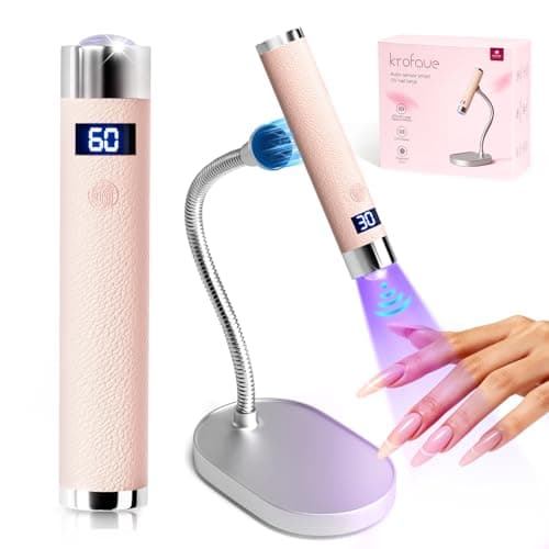Krofaue Handheld UV Nail Lamp with Auto-Sensor, Rechargeable Flash Cure Lamp with 2 Timers & LCD Display, Nail Dryer for Salon Home Manicure Nail Tips Art