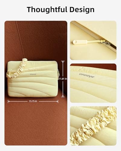 Puffy Laptop Sleeve Bag 15 16in with Detachable Strap, Protective Case for MacBook Air Pro (Yellow, 16 inch) - Thumbnail 5