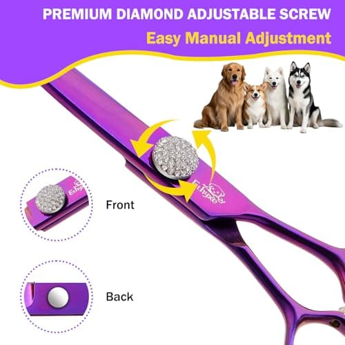 Ethyxe 7" Curved Dog Grooming Scissors – Professional 440C Stainless Steel Pet Shears with Safety Round Tips and Sharp Blades for Body Facial Nose Ear and Paw Hair Easy Use - Thumbnail 3