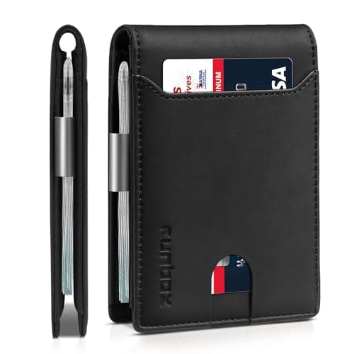 RUNBOX Slim Wallets for Men - Leather Money Clip Mens Wallet - RFID Blocking Front Pocket Bifold Wallet - Thin Credit Card Holder with Gift Box - Image 1