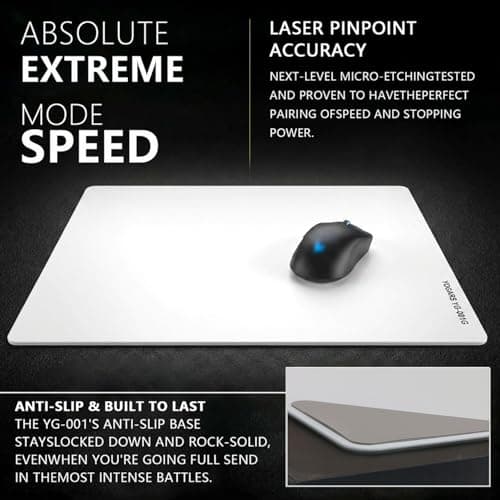 YOGARS Tempered Glass Gaming Mouse Pad, Ultra-Smooth Micro-Etched Surface Speed & Control, Large 19.7"x15.7" Anti-Slip Base, Easy Clean Scratch Resistant for Esports and Work (White) - Thumbnail 5
