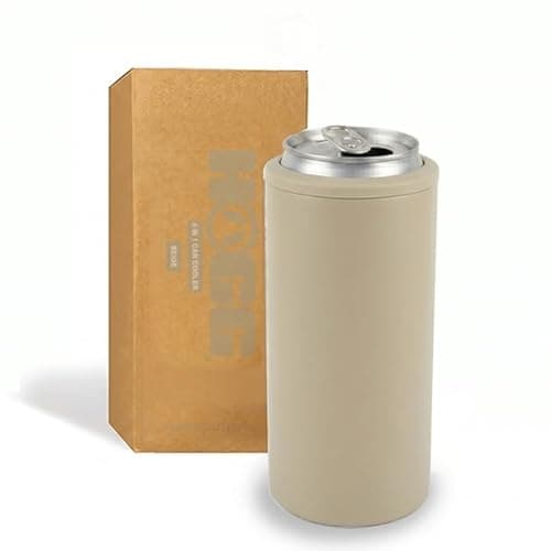4 in 1 Universal Can Cooler - Beige, Can Holder Insulated, Beer Bottle Cooler, Universal Holder for All Drink Sizes, Stainless Steel Insulated Tumbler, Tailgating Accessories - Image 1