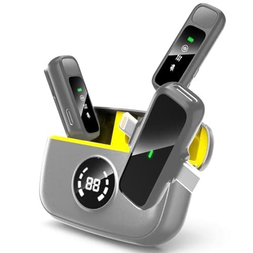 BKIY Wireless Lavalier Microphone for iPhone/Android - Dual Mini Noise Canceling Mic with Charging Case(30H), USB-C/Lightning Clip-on Microphone for Video Recording Streaming Podcast Vlogging（Gray） - Image 1