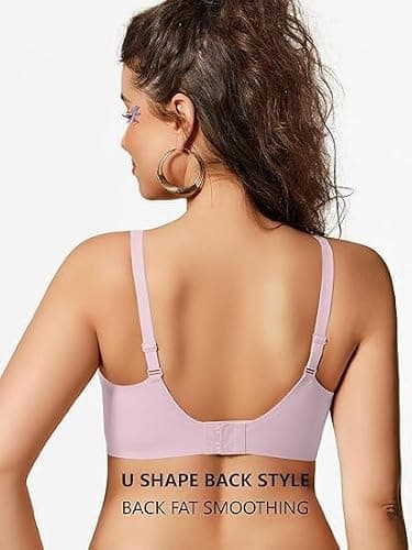 COCOMARTS Jelly Bras for Women No Underwire Deep V Bra Pink 2XL - Thumbnail 5