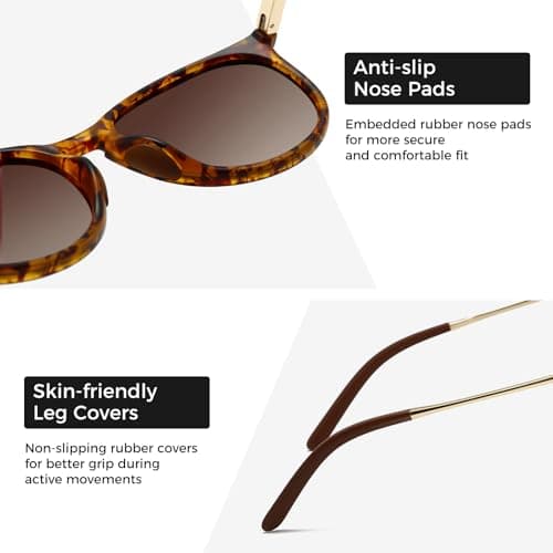 SUNGAIT Original Design Trendy Sunglasses Polarized Vintage Round Classic Retro Style for Women and Men (2025 Leopard Frame/Brown Gradient Lens) - Thumbnail 5