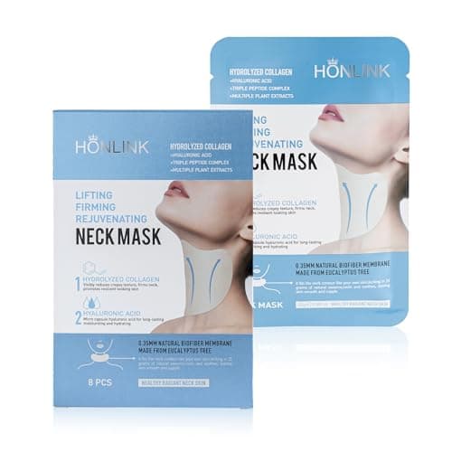 Neck Mask 8PCS, HONLINK Hydrolyzed Collagen Neck Mask Set with Hyaluronic Acid & Peptide,Moisturizing Firming Masks for Crepey Skin, Helps Reduce the Appearance of Fine Lines for Smoother-Looking Skin - Image 1