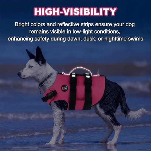 Dogcheer Dog Harness Life Jacket, High Buoyancy Neoprene Dog Life Vest for Swimming Boating, Adjustable Puppy Swim Vest Reflective Pet Float Vest for Small Medium Large Dogs - Pink, S - Thumbnail 6