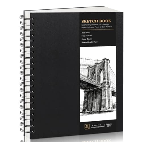 Hardcover Sketchbook Spiral Bound, 160gsm Thick Paper Drawing Pad, 40 Sheets/80 Pages Drawing Book Sketch Pad for Artists, Art Projects, Ideal for Sketching, Pencil & Charcoal - Image 1