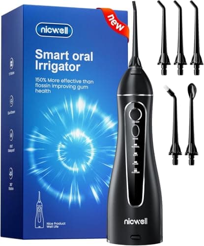 Nicwell Water Dental Flosser Pick for Teeth: 4 Modes 300ml Cordless Portable Rechargeable Oral Irrigator IPX7 Waterproof Cleaner Pik Deep Cleaning Flossing Pic Machine for Home Travel - Image 1
