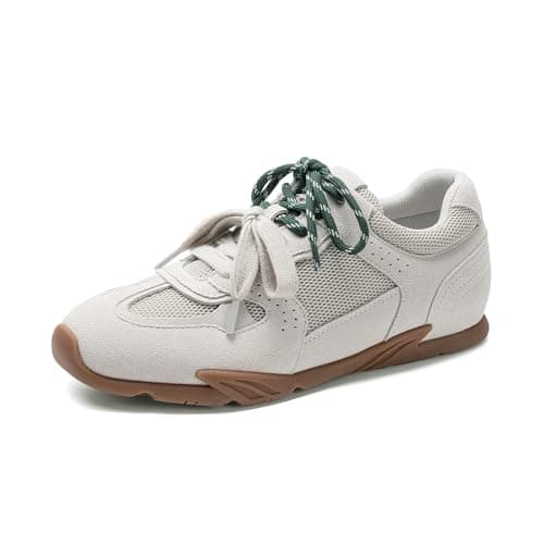 DREAM PAIRS Women's Retro Lace Up Sneakers, All-Day Comfort Lightweight Non Slip Casual Fashion Walking Trainers Shoes,Size 9.5,White,SDFN26044W - Image 1