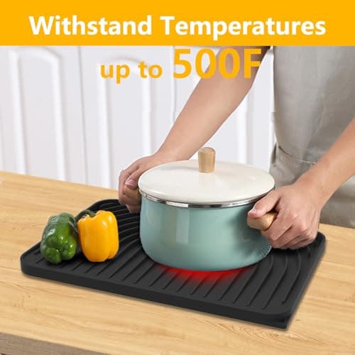 Silicone Drying Mat for Kitchen Counter , Dish Drying Rack Matt with Built in Drain, Small Dry Mats for Dishes Drying Pad for Kitchen Counter (14.6×11inch, black) - Thumbnail 6