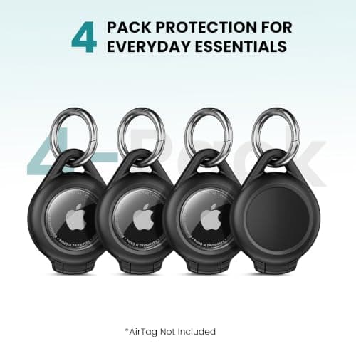 typecase AirTag Holder 4 Pack, Waterproof AirTag Keychain Case Compatible with Apple AirTag, Durable Protective Cover with Key Ring for Keys, Luggage, Backpack, Pet Collar and Bags, Black - Thumbnail 2
