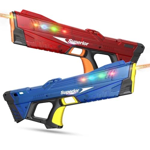 2 Pack Electric Water Gun for Adults Kid, Fast Fully Water Reload Automatic Squirt Gun with Colorful Light 32FT Long Range Auto Water Blaster,Summer Water Toy(Blue+Red) - Image 1